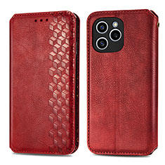 Leather Case Stands Flip Cover Holder S01D for Huawei Honor 60 SE 5G Red