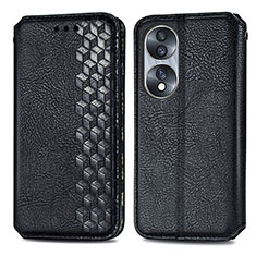 Leather Case Stands Flip Cover Holder S01D for Huawei Honor 70 5G Black