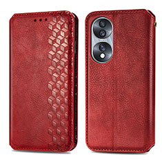 Leather Case Stands Flip Cover Holder S01D for Huawei Honor 70 5G Red