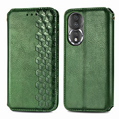 Leather Case Stands Flip Cover Holder S01D for Huawei Honor 80 5G Green