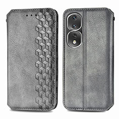 Leather Case Stands Flip Cover Holder S01D for Huawei Honor 80 Pro 5G Gray