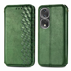 Leather Case Stands Flip Cover Holder S01D for Huawei Honor 80 Pro 5G Green