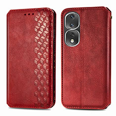 Leather Case Stands Flip Cover Holder S01D for Huawei Honor 80 Pro 5G Red