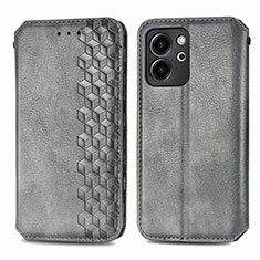 Leather Case Stands Flip Cover Holder S01D for Huawei Honor 80 SE 5G Gray