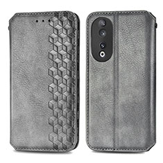 Leather Case Stands Flip Cover Holder S01D for Huawei Honor 90 5G Gray