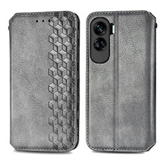 Leather Case Stands Flip Cover Holder S01D for Huawei Honor 90 Lite 5G Gray