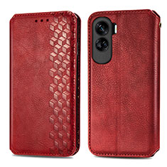 Leather Case Stands Flip Cover Holder S01D for Huawei Honor 90 Lite 5G Red