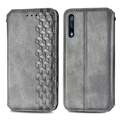 Leather Case Stands Flip Cover Holder S01D for Huawei Honor 9X Gray