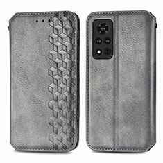 Leather Case Stands Flip Cover Holder S01D for Huawei Honor V40 5G Gray