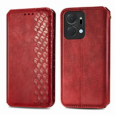 Leather Case Stands Flip Cover Holder S01D for Huawei Honor X7a Red