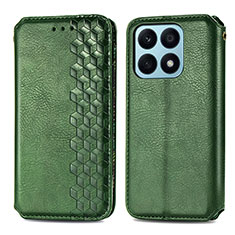 Leather Case Stands Flip Cover Holder S01D for Huawei Honor X8a 4G Green