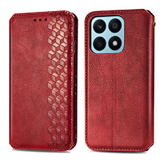 Leather Case Stands Flip Cover Holder S01D for Huawei Honor X8a 4G Red