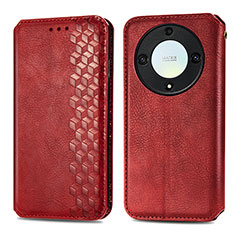 Leather Case Stands Flip Cover Holder S01D for Huawei Honor X9a 5G Red