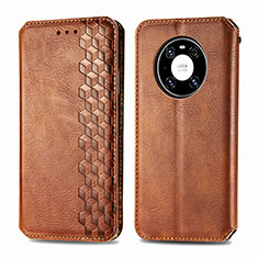 Leather Case Stands Flip Cover Holder S01D for Huawei Mate 40 Pro Brown