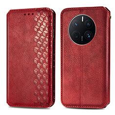 Leather Case Stands Flip Cover Holder S01D for Huawei Mate 50 Pro Red