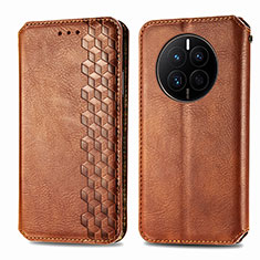 Leather Case Stands Flip Cover Holder S01D for Huawei Mate 50E Brown