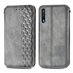 Leather Case Stands Flip Cover Holder S01D for Huawei P Smart Z (2019) Gray