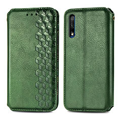 Leather Case Stands Flip Cover Holder S01D for Huawei P Smart Z (2019) Green