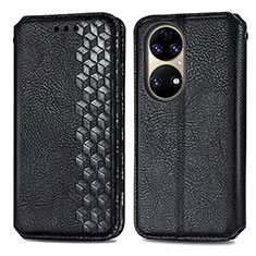 Leather Case Stands Flip Cover Holder S01D for Huawei P50 Pro Black