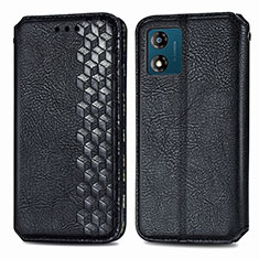 Leather Case Stands Flip Cover Holder S01D for Motorola Moto E13 Black