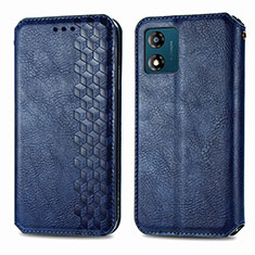 Leather Case Stands Flip Cover Holder S01D for Motorola Moto E13 Blue