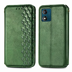 Leather Case Stands Flip Cover Holder S01D for Motorola Moto E13 Green