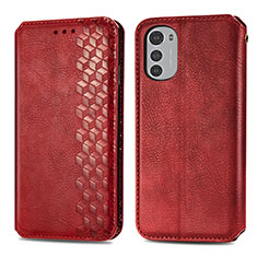 Leather Case Stands Flip Cover Holder S01D for Motorola Moto E32s Red