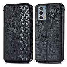 Leather Case Stands Flip Cover Holder S01D for Motorola Moto Edge 20 5G Black