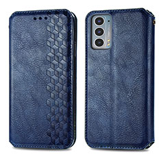 Leather Case Stands Flip Cover Holder S01D for Motorola Moto Edge 20 5G Blue