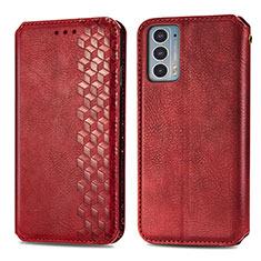 Leather Case Stands Flip Cover Holder S01D for Motorola Moto Edge 20 5G Red