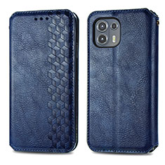 Leather Case Stands Flip Cover Holder S01D for Motorola Moto Edge 20 Lite 5G Blue