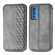 Leather Case Stands Flip Cover Holder S01D for Motorola Moto Edge 20 Pro 5G Gray