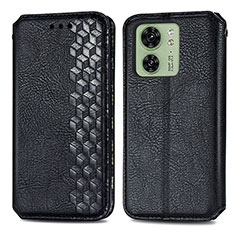 Leather Case Stands Flip Cover Holder S01D for Motorola Moto Edge (2023) 5G Black