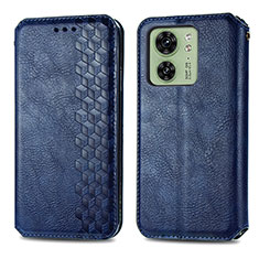 Leather Case Stands Flip Cover Holder S01D for Motorola Moto Edge (2023) 5G Blue