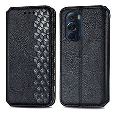 Leather Case Stands Flip Cover Holder S01D for Motorola Moto Edge 30 Pro 5G Black