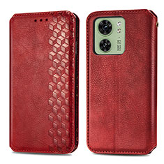 Leather Case Stands Flip Cover Holder S01D for Motorola Moto Edge 40 5G Red