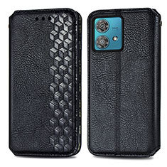 Leather Case Stands Flip Cover Holder S01D for Motorola Moto Edge 40 Neo 5G Black