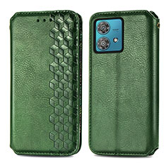 Leather Case Stands Flip Cover Holder S01D for Motorola Moto Edge 40 Neo 5G Green