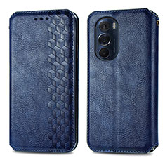 Leather Case Stands Flip Cover Holder S01D for Motorola Moto Edge Plus (2022) 5G Blue