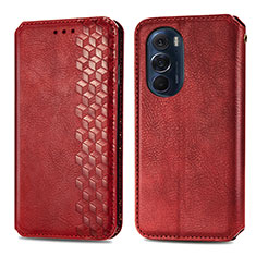 Leather Case Stands Flip Cover Holder S01D for Motorola Moto Edge Plus (2022) 5G Red
