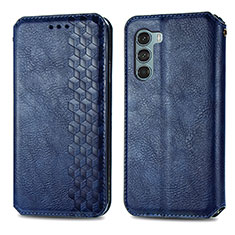 Leather Case Stands Flip Cover Holder S01D for Motorola Moto Edge S30 5G Blue