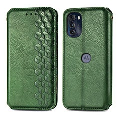 Leather Case Stands Flip Cover Holder S01D for Motorola Moto G 5G (2022) Green