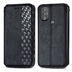 Leather Case Stands Flip Cover Holder S01D for Motorola Moto G Play (2023) Black