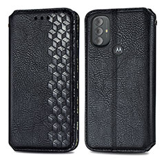 Leather Case Stands Flip Cover Holder S01D for Motorola Moto G Power (2022) Black