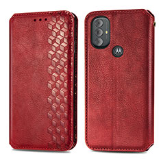Leather Case Stands Flip Cover Holder S01D for Motorola Moto G Power (2022) Red