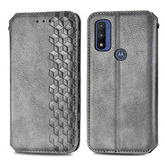 Leather Case Stands Flip Cover Holder S01D for Motorola Moto G Pure Gray