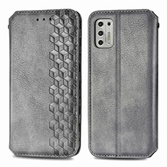 Leather Case Stands Flip Cover Holder S01D for Motorola Moto G Stylus (2021) Gray