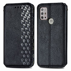 Leather Case Stands Flip Cover Holder S01D for Motorola Moto G10 Black