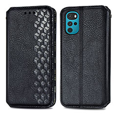 Leather Case Stands Flip Cover Holder S01D for Motorola Moto G22 Black