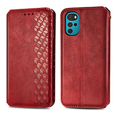 Leather Case Stands Flip Cover Holder S01D for Motorola Moto G22 Red